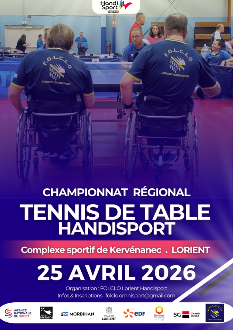 Affiche actualité Handisport Championnat régional tennis de table