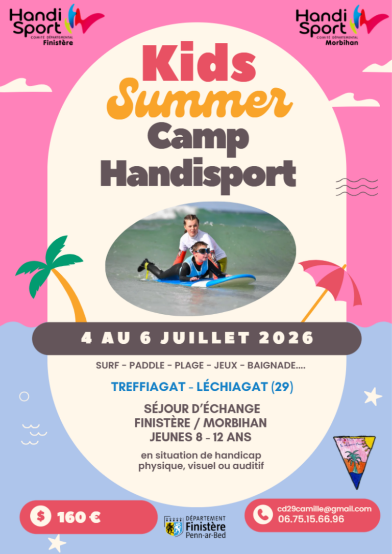 Affiche actualité Handisport Séjoue été Treffiagat 4-6 juillet